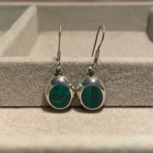 Elegant Silver 925 and Green Malachite Dangle Earrings